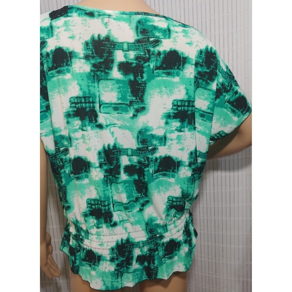 Paris Pink Top Size Large Color Green Elastic on Waist Stretch - Picture 7 of 9